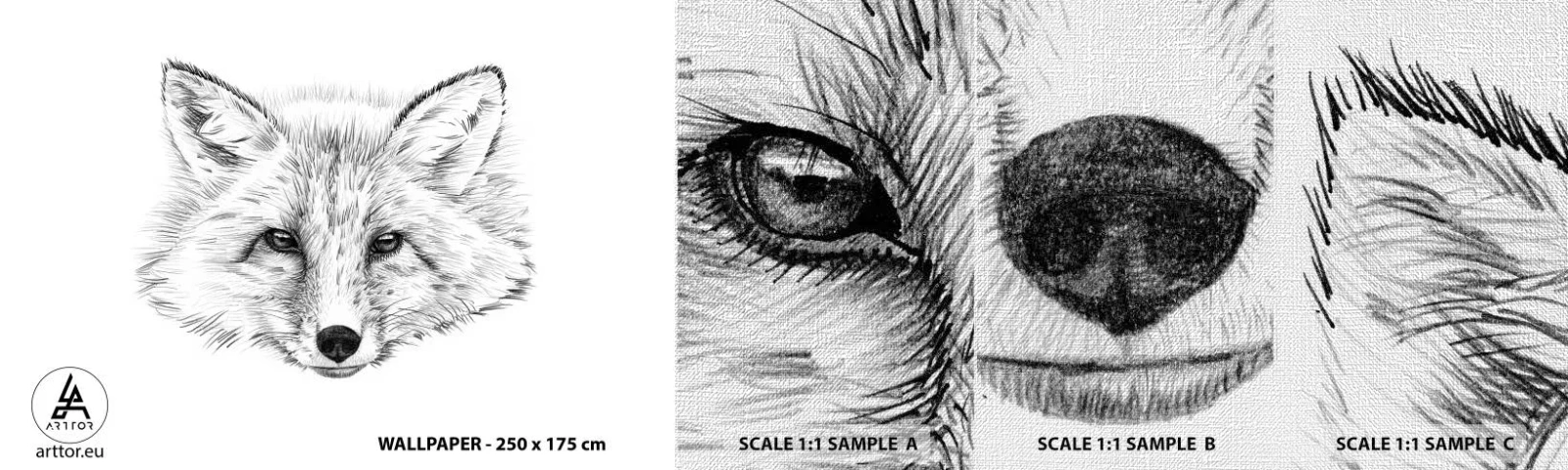 Échantillon de Papier Peint Premium Canvas - Ces yeux peuvent-ils mentir ? - Animaux, Renard, Graphique - 100x30 cm