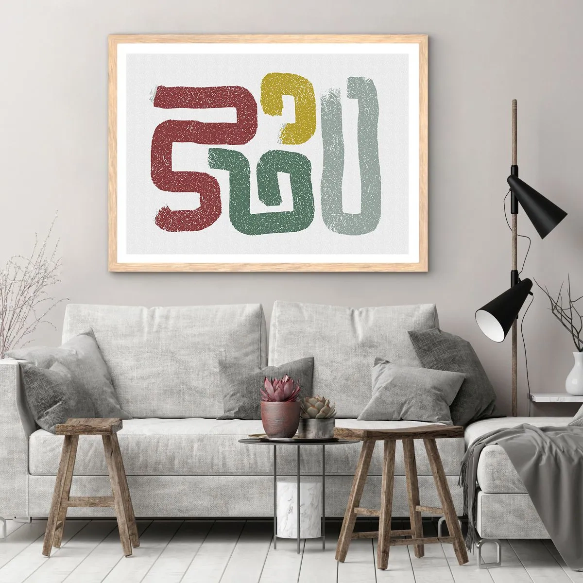 Affiche dans un chêne clair - Poster - Dans une langue inconnue - 91x61 cm