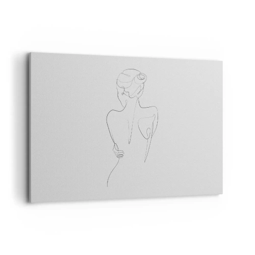 Impression sur toile - Image sur toile - Une ligne de contour montrant une silhouette féminine sur un fond clair - 100x70cm - Musique corporelle - Décoration murale moderne pour le salon et la chambre ARTTOR