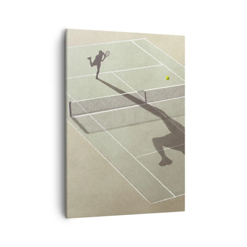 Impression sur toile - Image sur toile - L'ombre d'un joueur de tennis sur le court pendant un match de tennis - 50x70cm - Dépassement de soi - Décoration murale moderne pour le salon et la chambre ARTTOR