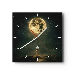 Horloge murale - Pendule murale - L'homme avec la lune contre le ciel étoilé - 30x30cm - Celui qui a volé la lune - Décoration murale moderne pour le salon et la chambre ARTTOR