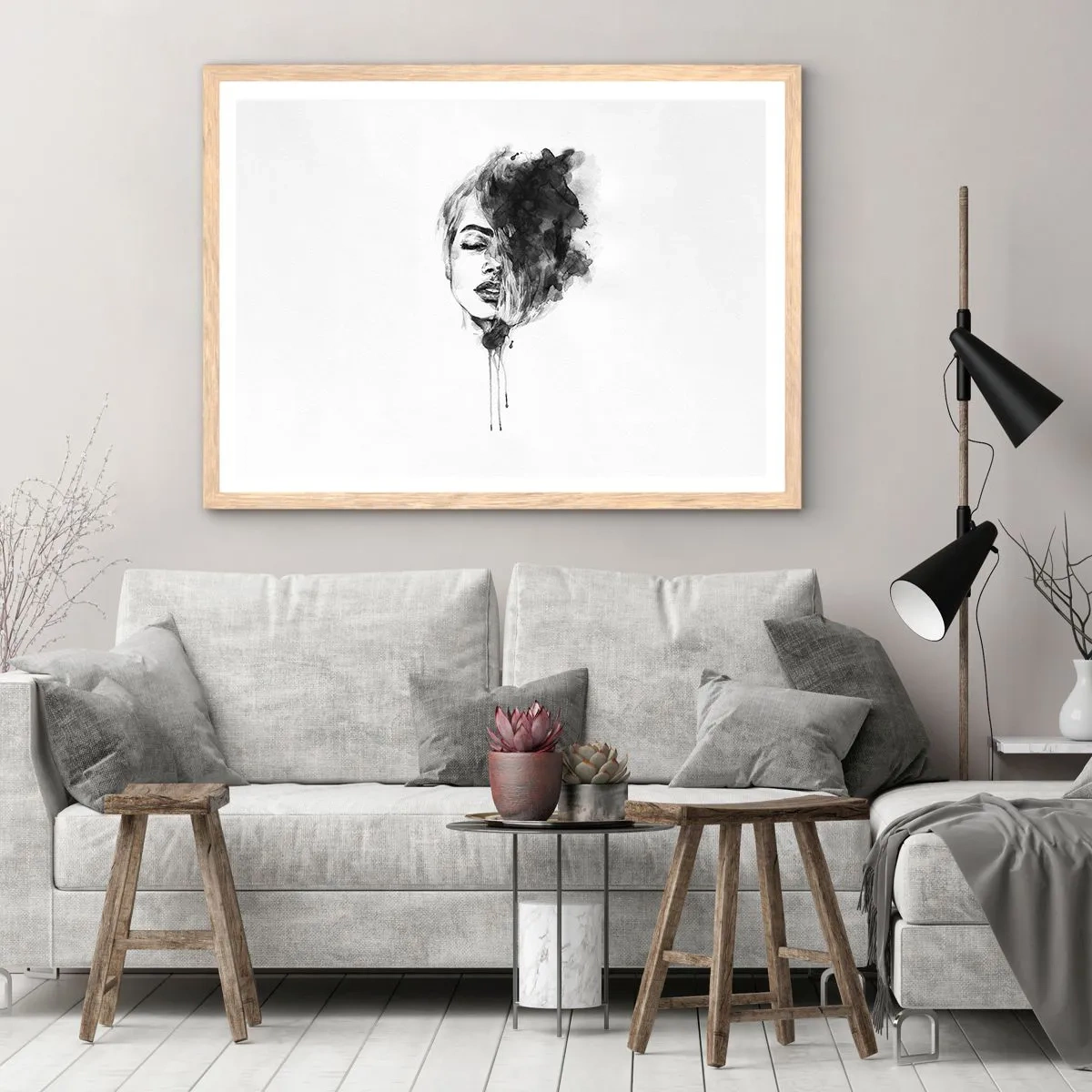 Affiche dans un chêne clair - Poster - De quoi rêve la fille - 70x50 cm