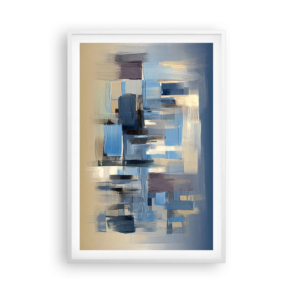 Affiche dans un cadre blanc - Poster - Construction bleue - 61x91 cm