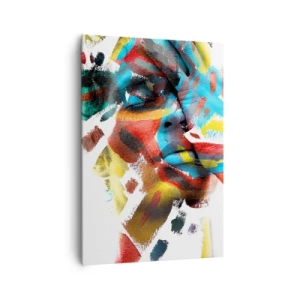 Impression sur toile - Image sur toile - Portrait abstrait aux couleurs vives - 70x100cm - Personnalité colorée - Décoration murale moderne pour le salon et la chambre ARTTOR