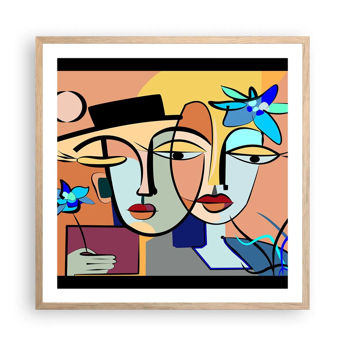Affiche dans un chêne clair - Poster - Le Rendez-vous de Picasso - 60x60 cm