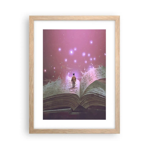 Affiche dans un chêne clair - Poster - Invitation à un autre monde - lisez ! - 30x40 cm