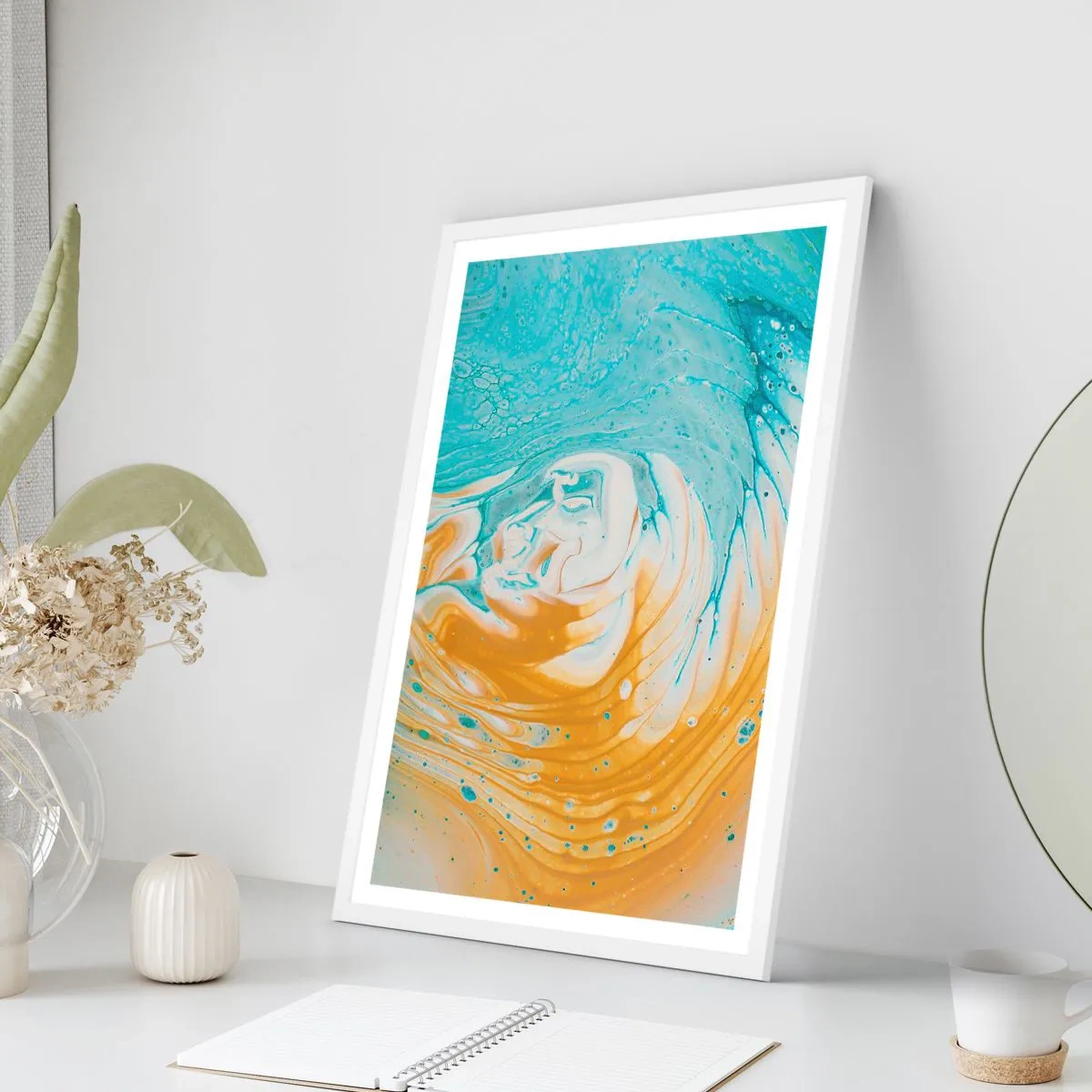 Affiche dans un cadre blanc - Poster - Tourbillon pastel - 30x40 cm