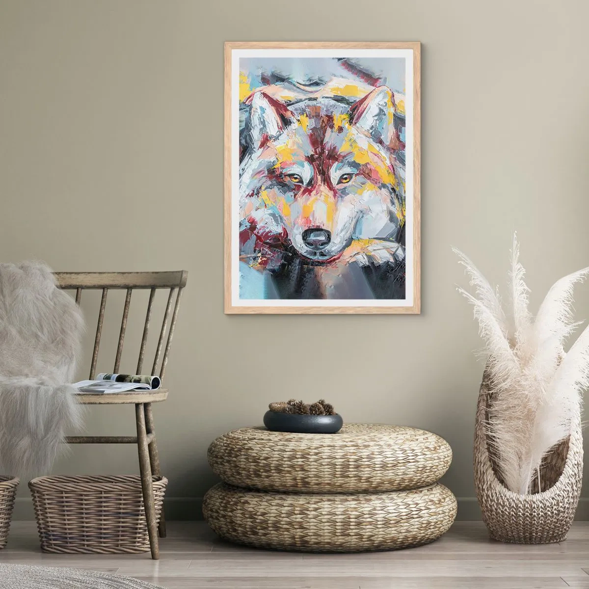Affiche dans un chêne clair - Poster - En paix au milieu des siens - 70x100 cm