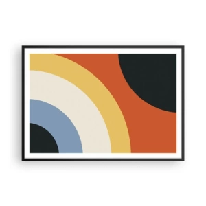 Affiche dans un cadre noir - Poster - Œuvre d'art abstraite avec des arcs colorés et des cercles contrastés - 100x70cm - Vers son soi - Décoration murale moderne pour le salon et la chambre ARTTOR