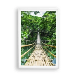 Affiche dans un cadre blanc - Poster - Pont de singe en pleine nature - 61x91 cm