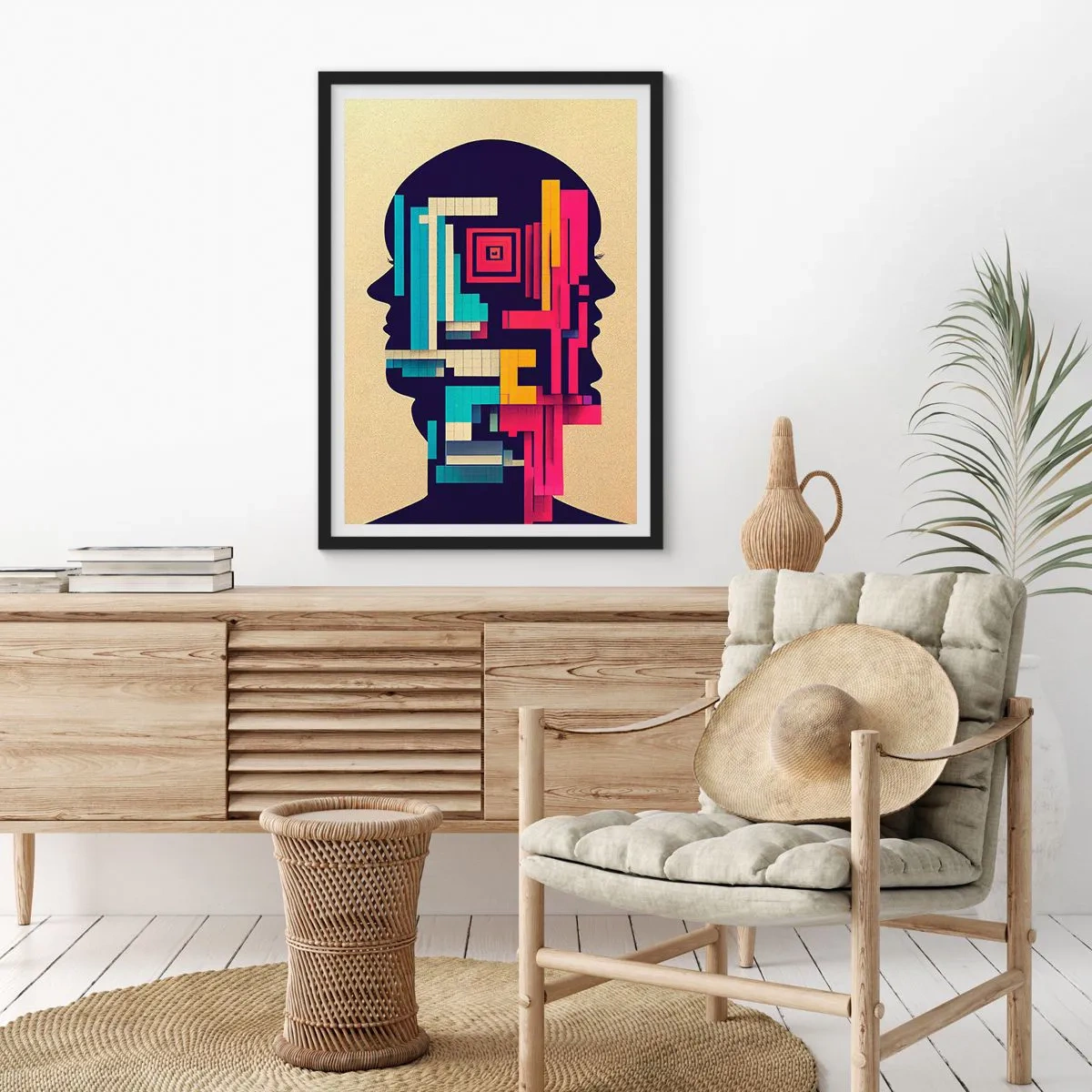Affiche dans un cadre noir - Poster - Silhouette abstraite aux formes géométriques - 50x70cm - De nouvelles obligations - Décoration murale moderne pour le salon et la chambre ARTTOR