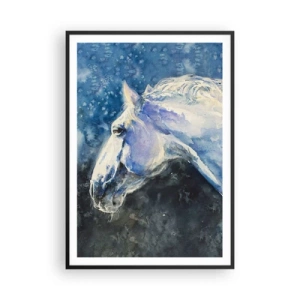 Affiche dans un cadre noir - Poster - Portrait dans une lueur azur - 70x100 cm