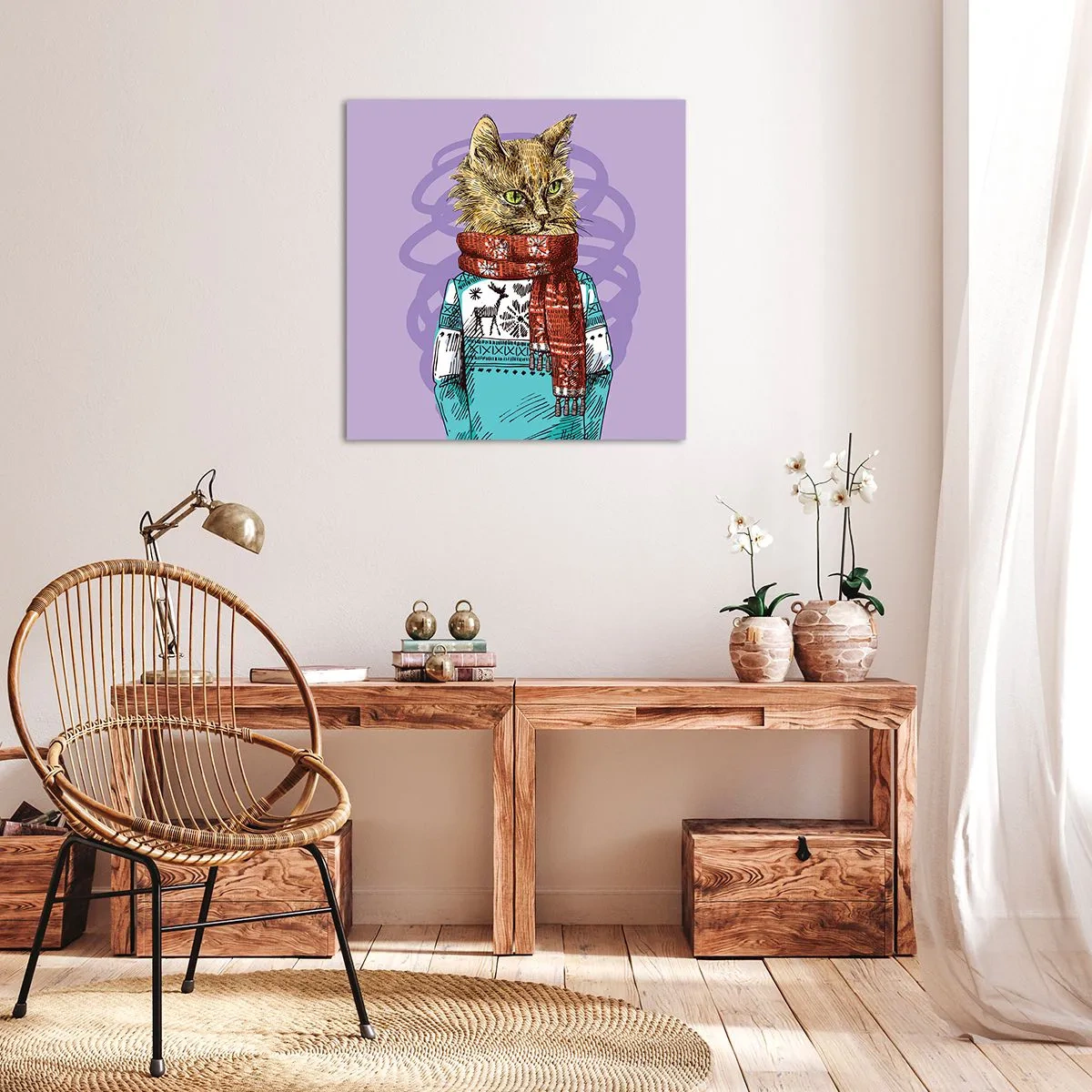 Impression sur toile - Image sur toile - Le chat, pas uniquement dans les chaussures - 30x30 cm