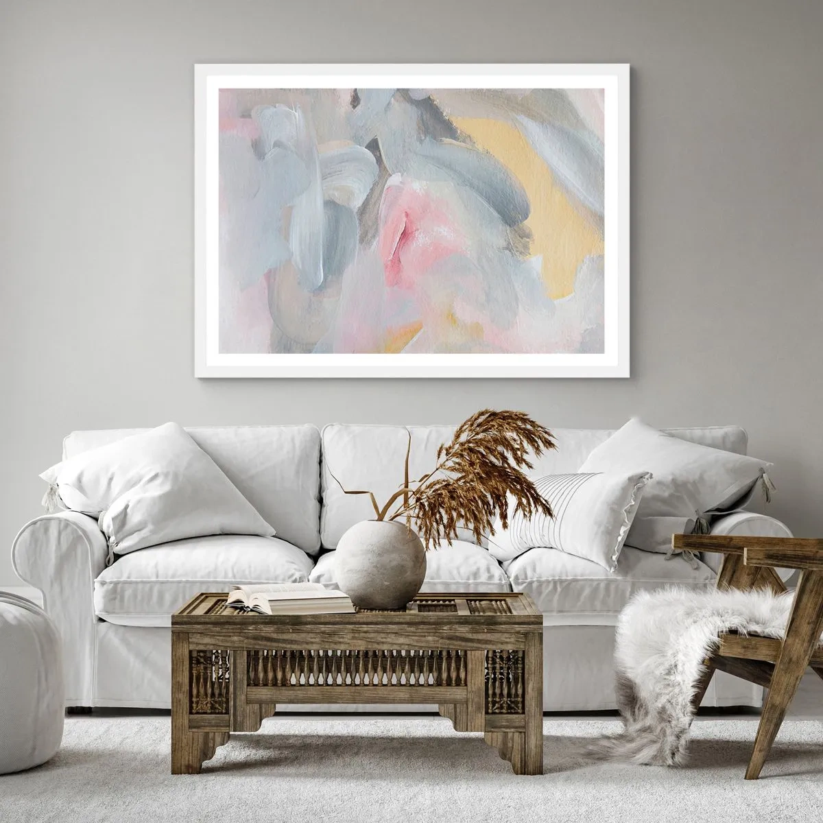 Affiche dans un cadre blanc - Poster - Dans un monde pastel - 30x30 cm