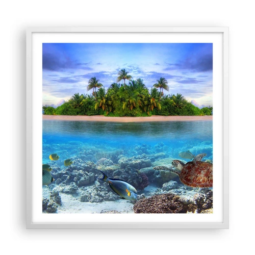 Affiche dans un cadre blanc - Poster - L'île céleste vous invite - 60x60 cm