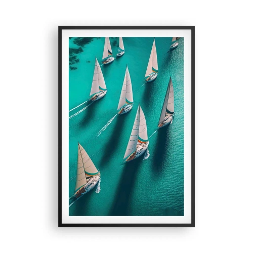 Affiche dans un cadre noir - Poster - Dans une compétition avec le vent - 61x91 cm