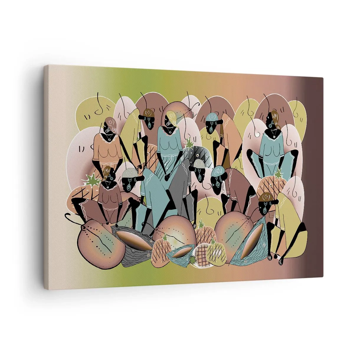 Impression sur toile - Image sur toile - Une composition abstraite colorée inspirée de la culture africaine - 70x50cm - De grandes fêtes arrivent - Décoration murale moderne pour le salon et la chambre ARTTOR