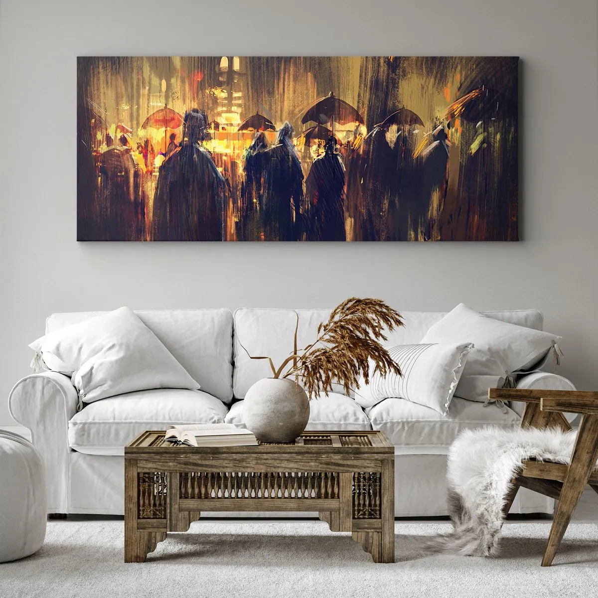 Impression sur toile - Image sur toile - Adeptes de la pluie - 90x30 cm