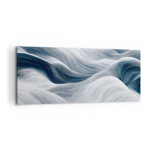 Impression sur toile - Image sur toile - Lignes ondulées dans des tons de bleu et de blanc - 120x50cm - Vagues blanches et bleues - Décoration murale moderne pour le salon et la chambre ARTTOR