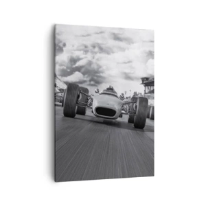 Impression sur toile - Image sur toile - Course de voitures classiques en mouvement - 50x70cm - Puissance! - Décoration murale moderne pour le salon et la chambre ARTTOR