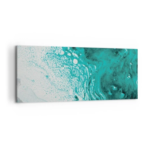 Impression sur toile - Image sur toile - Composition abstraite dans des tons turquoise sur fond blanc - 120x50cm - Se fondre dans le bleu et le turquoise - Décoration murale moderne pour le salon et la chambre ARTTOR