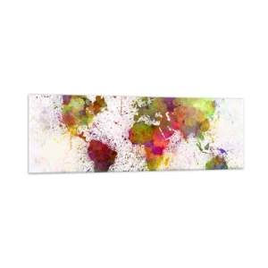 Impression sur verre - Image sur verre - Une carte du monde colorée dans un style abstrait - 160x50cm - D'une certaine manière ça s'est passé de la même façon - Décoration murale moderne pour le salon et la chambre ARTTOR