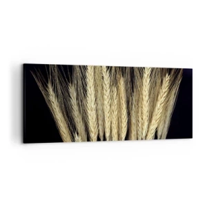 Impression sur toile - Image sur toile - Épis de blé sur fond noir dans un style rustique - 120x50cm - Magie rustique - Décoration murale moderne pour le salon et la chambre ARTTOR