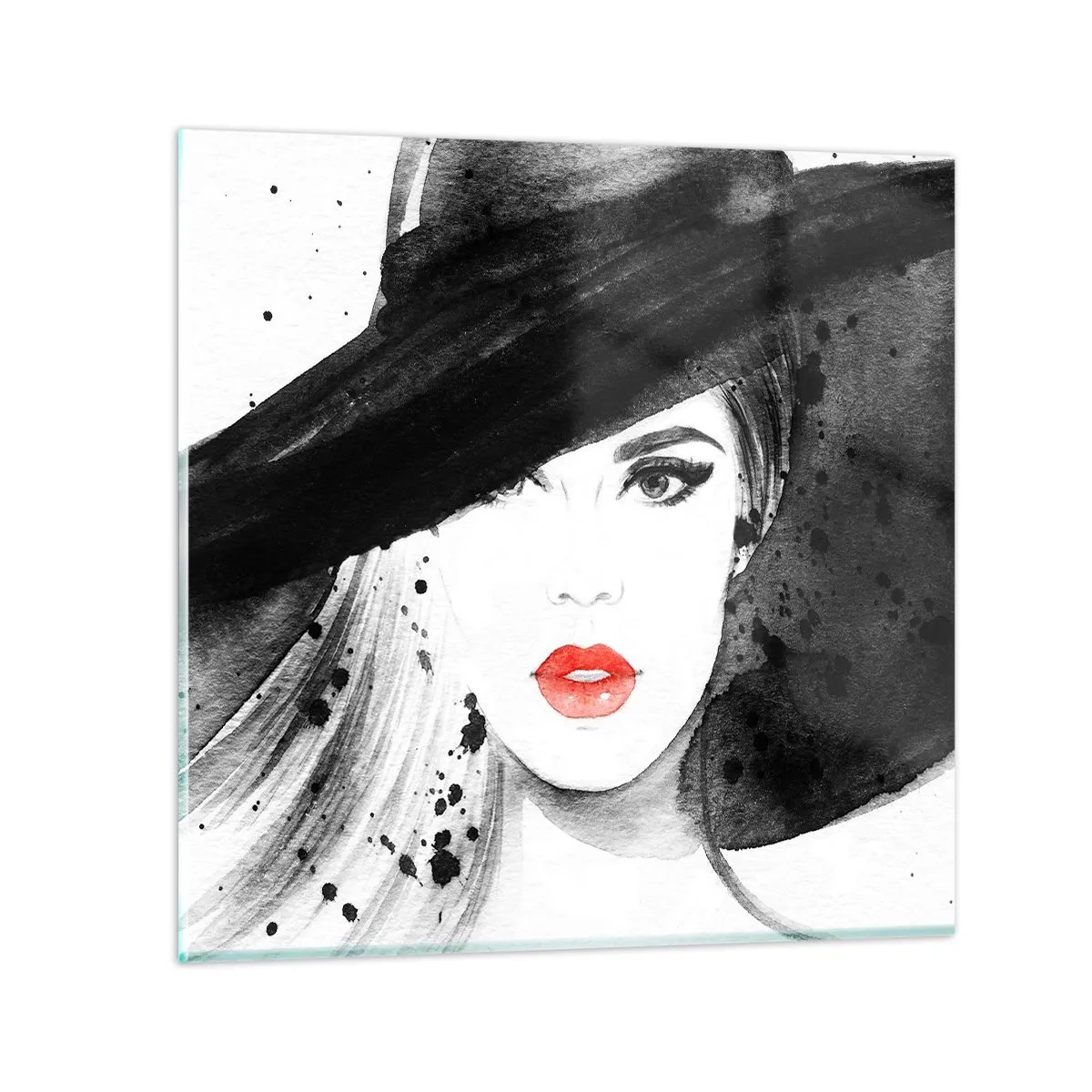 Impression sur verre - Image sur verre - Dame en noir - 70x70 cm