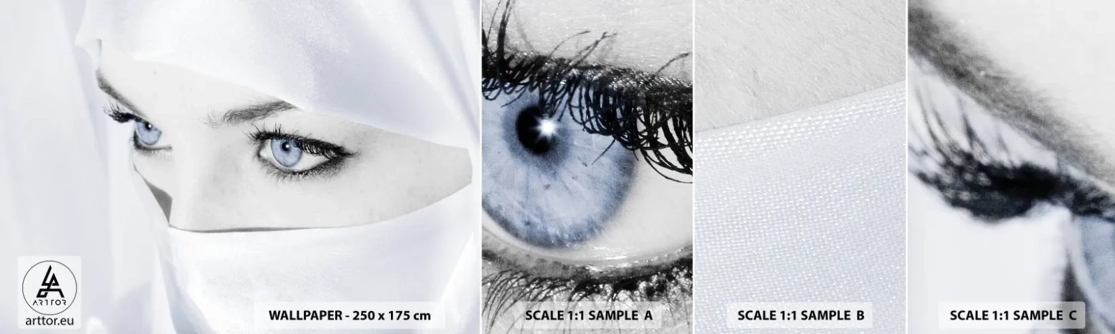 Échantillon de Papier Peint Autocollant Deluxe Sticker - Directement des mille et une nuits - Femme, Yeux, Culture - 100x30 cm