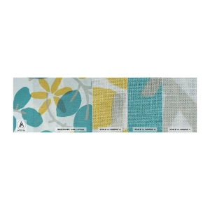 Échantillon de Papier Peint Premium Canvas - Wśród lazurowych liści - Bohème, Fleurs, Minimalisme - 100x30 cm