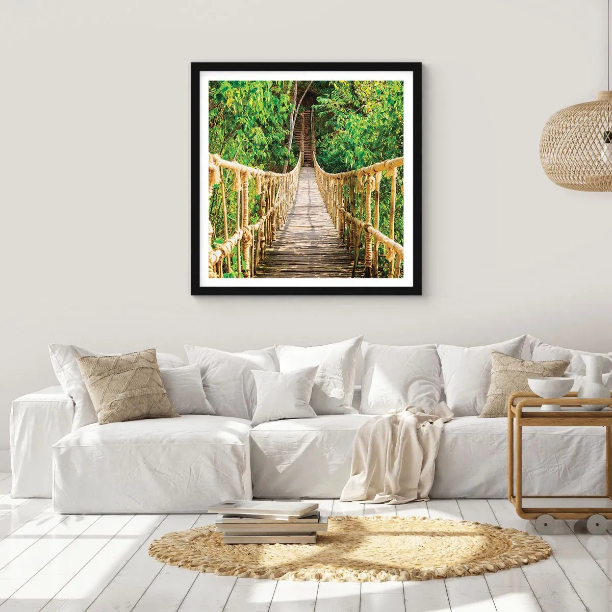 Affiche dans un cadre noir - Poster - Suspendu dans la nature - 60x60 cm