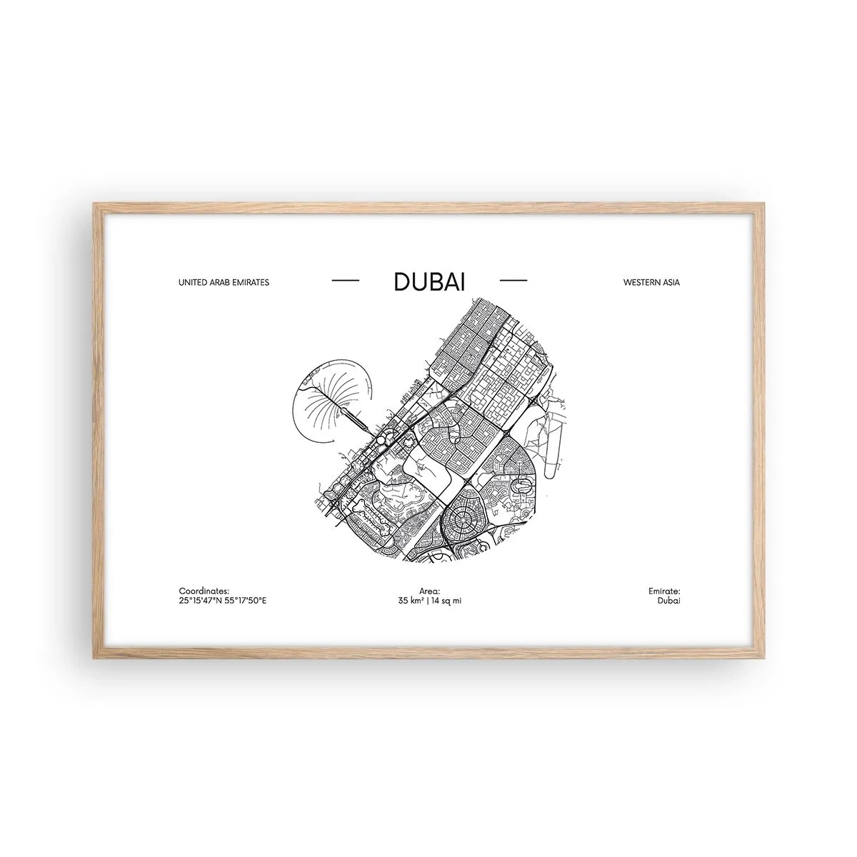 Affiche dans un chêne clair - Poster - Anatomie de Dubaï - 91x61 cm