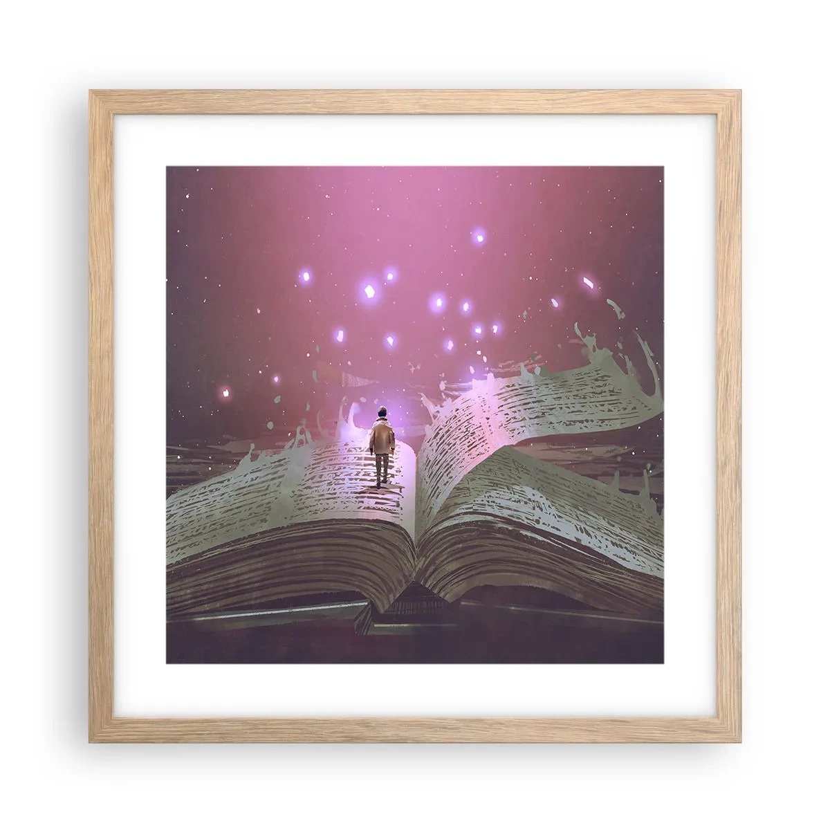 Affiche dans un chêne clair - Poster - Invitation à un autre monde - lisez ! - 40x40 cm