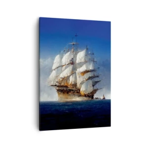 Impression sur toile - Image sur toile - Un voilier en pleine mer sous un ciel bleu - 50x70cm - La grande gloire ! - Décoration murale moderne pour le salon et la chambre ARTTOR