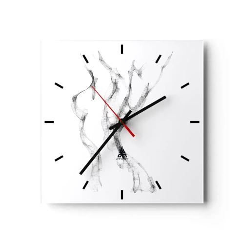 Horloge murale - Pendule murale - Des lignes délicates et abstraites ressemblant à des traînées de fumée sur un fond clair - 30x30cm - Belle et forte - Décoration murale moderne pour le salon et la chambre ARTTOR
