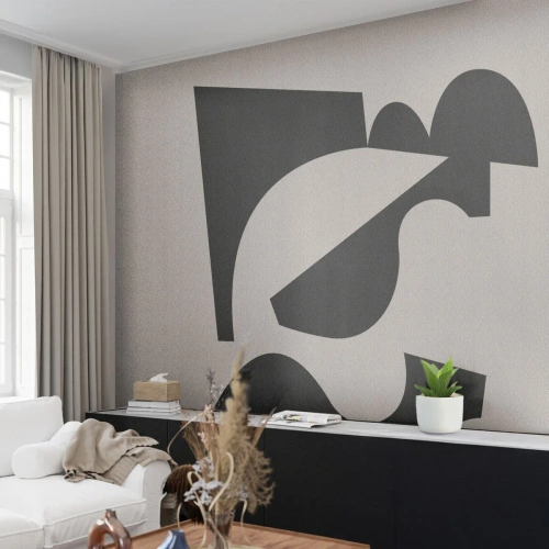 Papier Peint Photo Premium Sand - Silhouette abstraite d'un chevalier dans un style géométrique - 100x70cm - À monter soi-même - Décoration murale moderne pour le salon et la chambre ARTTOR