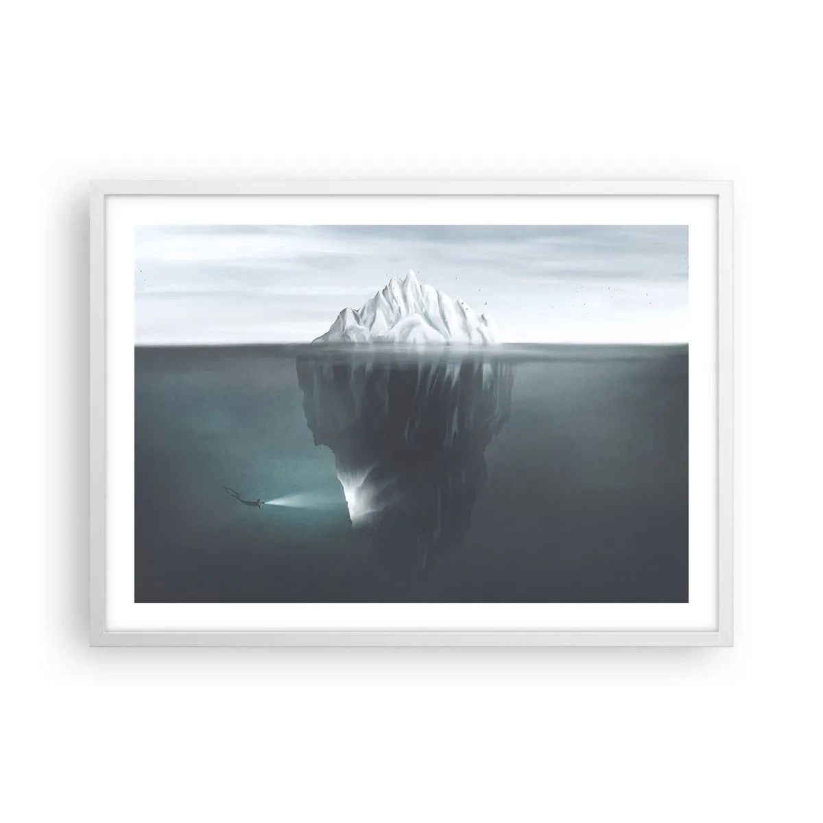 Affiche dans un cadre blanc - Poster - Mystère sous-marin - 70x50 cm