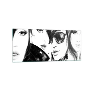 Impression sur verre - Image sur verre - Portraits élégants de femmes aux tons monochromes - 120x50cm - La beauté multipliée - Décoration murale moderne pour le salon et la chambre ARTTOR