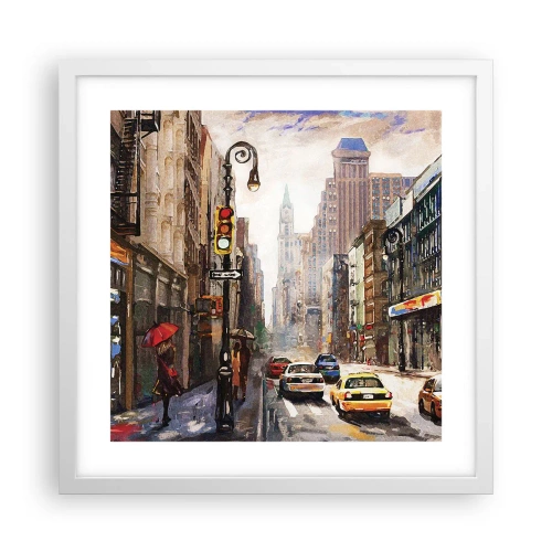 Affiche dans un cadre blanc - Poster - New-Zork - coloré même sous la pluie - 40x40 cm