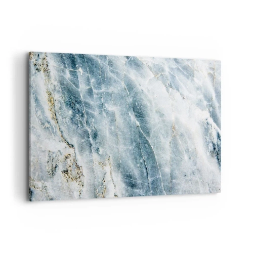 Impression sur toile - Image sur toile - Texture de marbre dans des tons de bleu et de blanc - 120x80cm - Monde de glace - Décoration murale moderne pour le salon et la chambre ARTTOR