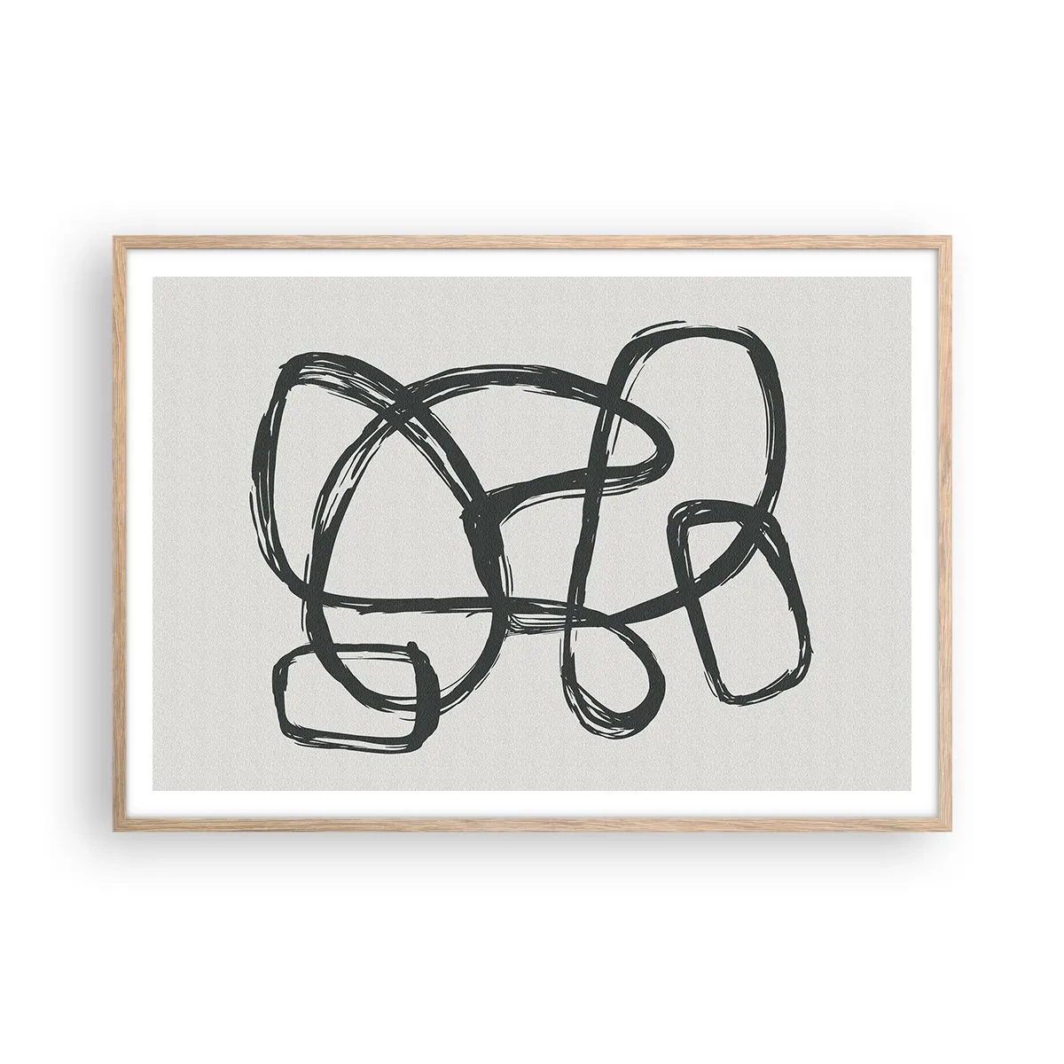 Affiche dans un chêne clair - Poster - Abstraction en boucle - 100x70 cm