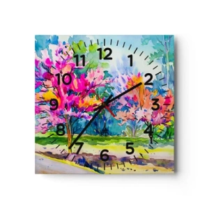 Horloge murale - Pendule murale - Jardin arc-en-ciel à la lumière du printemps - 30x30 cm