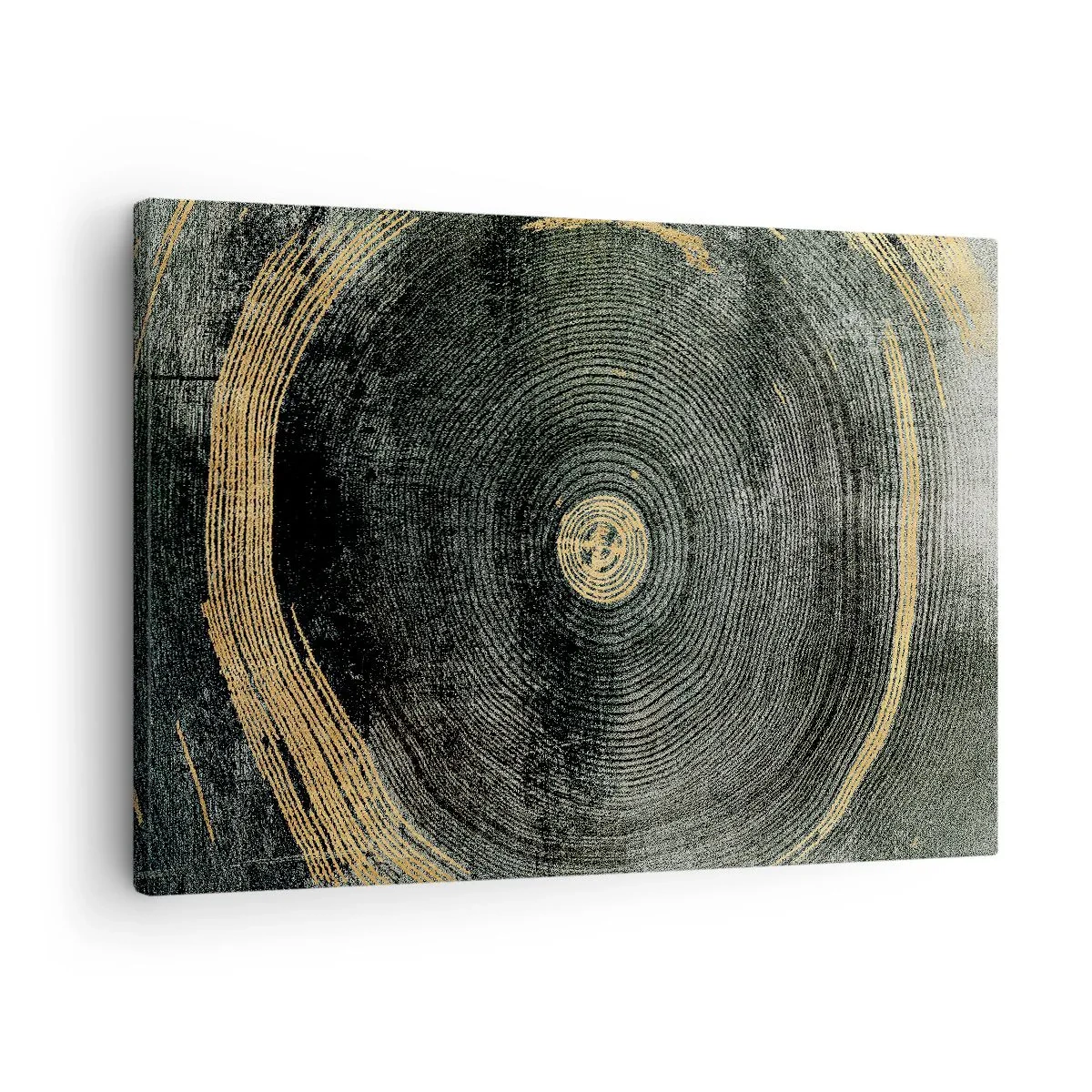 Impression sur toile - Image sur toile - Cercles concentriques avec des accents dorés - 70x50cm - Changement et persistance - Décoration murale moderne pour le salon et la chambre ARTTOR