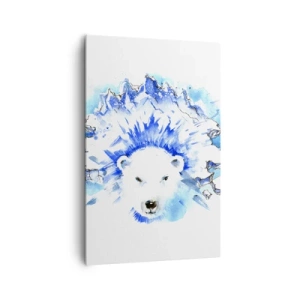 Impression sur toile - Image sur toile - Aquarelle artistique représentant un ours polaire avec un motif glacé - 80x120cm - Le roi de l'Arctique dans une couronne de glace - Décoration murale moderne pour le salon et la chambre ARTTOR