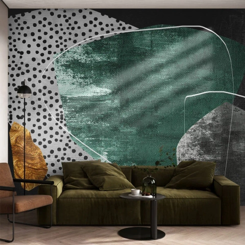 Papier Peint Autocollant Deluxe Sticker - Abstraction colorée avec feuille d'or - Abstraction, Texture, Collage - 200x140 cm