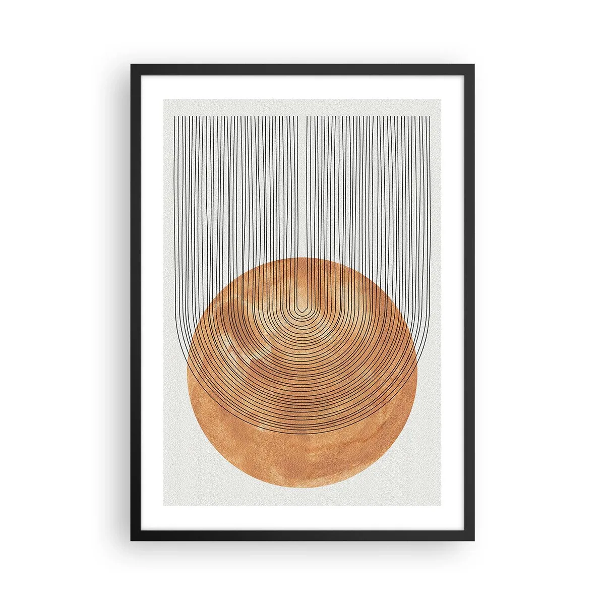 Affiche dans un cadre noir - Poster - Abstraction géométrique dans des tons terreux - 50x70cm - Composition solaire - Décoration murale moderne pour le salon et la chambre ARTTOR