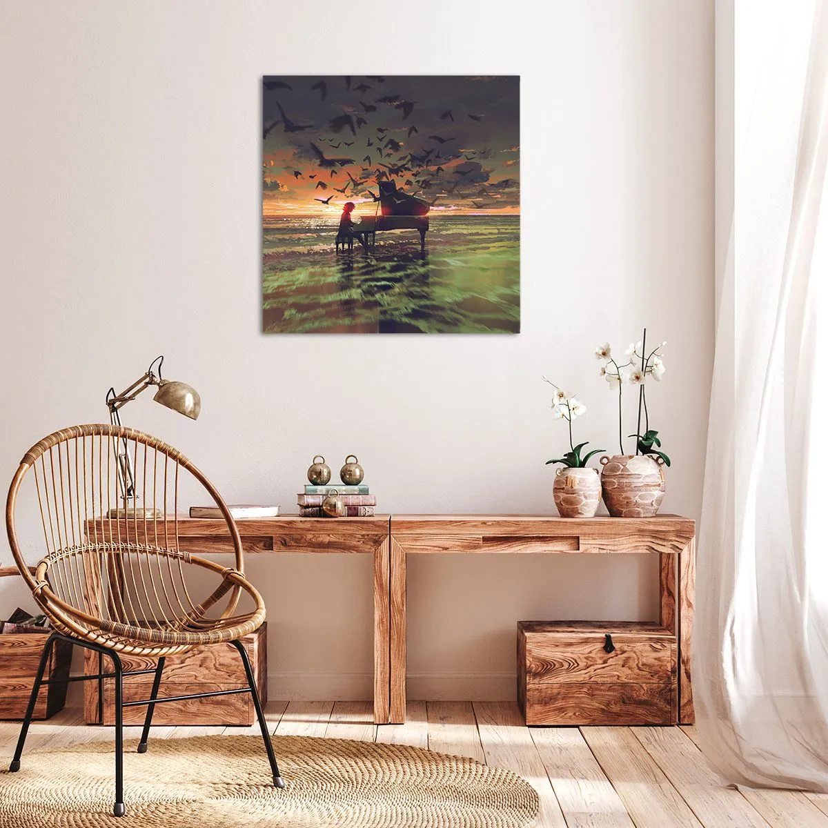 Impression sur toile - Image sur toile - Concert pour piano et vagues - 60x60 cm