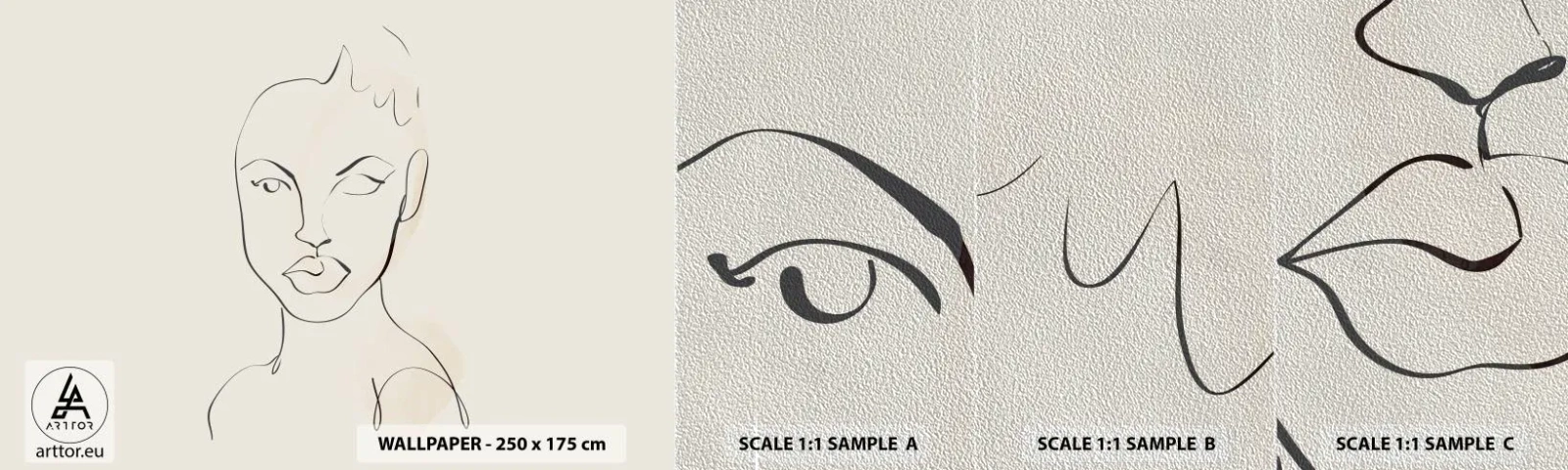 Échantillon de Papier Peint Premium Sand - Esquisse de la sensualité - Femme, Graphique, Morceau - 100x30 cm