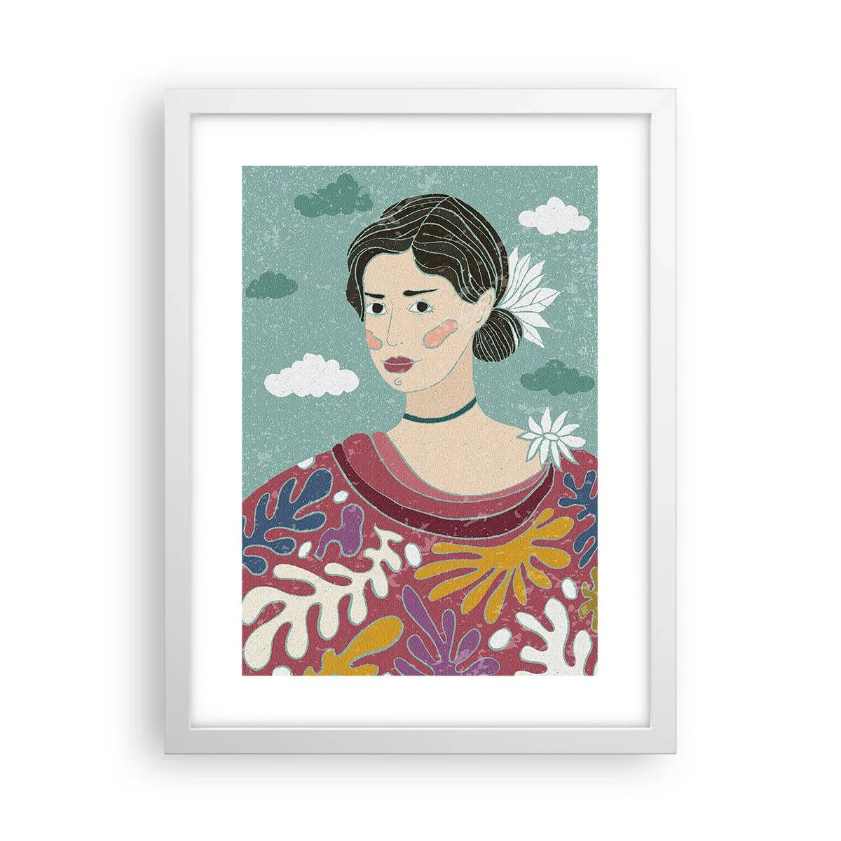 Affiche dans un cadre blanc - Poster - Avec de la mélancolie dans les yeux - 30x40 cm