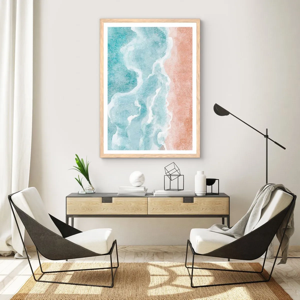 Affiche dans un chêne clair - Poster - Abstraction du nuage - 70x100 cm